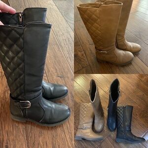 2 Pack Girls Pleather Quilted Riding Boots